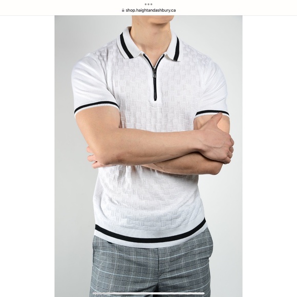 Brand New —Haight & Ashbury—TEXTURED TIPPING ZIP KNIT POLO—Original $135.00 - Picture 4 of 10